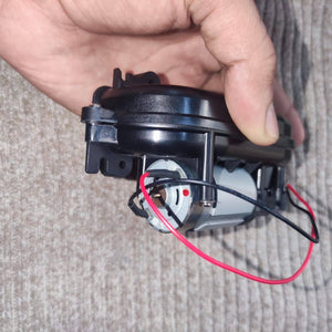 DC Gear Motor With 3.7V To 12V Operated - shown as a close-up of a silver cylindrical motor with red and black wires attached to a black plastic housing.