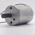 DC Motor 2V To 24V 5100RPM - a silver cylindrical DC motor with a black plastic worm gear on the shaft and two wire leads extending from the back.