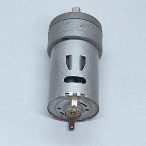 DC Motor DC Electric Geared Motor - shown as a silver cylindrical motor with a gear box at the top and two metal electrical terminals at the base.