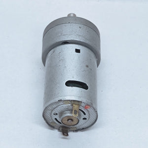 DC Motor DC Electric Geared Motor - shown as a silver cylindrical motor with a gear box at the top and two metal electrical terminals at the base.