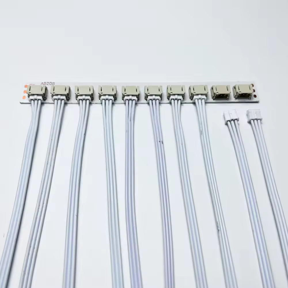 DC12V Series Hollywood Mirror Inductive Switches Dimmable LED Bulb In One Or Three Colors - shown as a white circuit board with ten connected white cables.