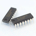 Dell CD4050BE Non Inverting Buffer IC - two black, rectangular 16-pin integrated circuit chips with white text markings on a light blue background.