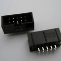 Dell DC3-10P Jtag Isp Socket Straight IDC Box Headers Connector 10 Pins 2x5 2.54mm Pitch Box Headers 10P Femp Ale Connector - one shown from the top and one from the bottom with metal pins visible.