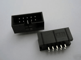 Dell DC3-10P Jtag Isp Socket Straight IDC Box Headers Connector 10 Pins 2x5 2.54mm Pitch Box Headers 10P Femp Ale Connector - one shown from the top and one from the bottom with metal pins visible.