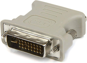 Dell DVI To VGA Converter Dell - a grey adapter featuring a DVI-I female connector on one side with two metal thumbscrews.