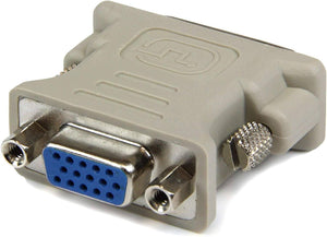 Dell DVI To VGA Converter Dell - a grey adapter with a blue 15-pin VGA female port on one side and two metal thumbscrews on the sides.