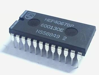 Dell HEF4067B 16-channel Analog Multiplexer Demultiplexer - a black rectangular integrated circuit with two rows of metal pins, viewed from above.