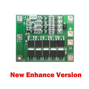 Dell Hw-296 4s 40A Enhance Li-ion Lithium Battery Protection Board - shown as a green rectangular circuit board with labeled voltage points and MOSFETs.