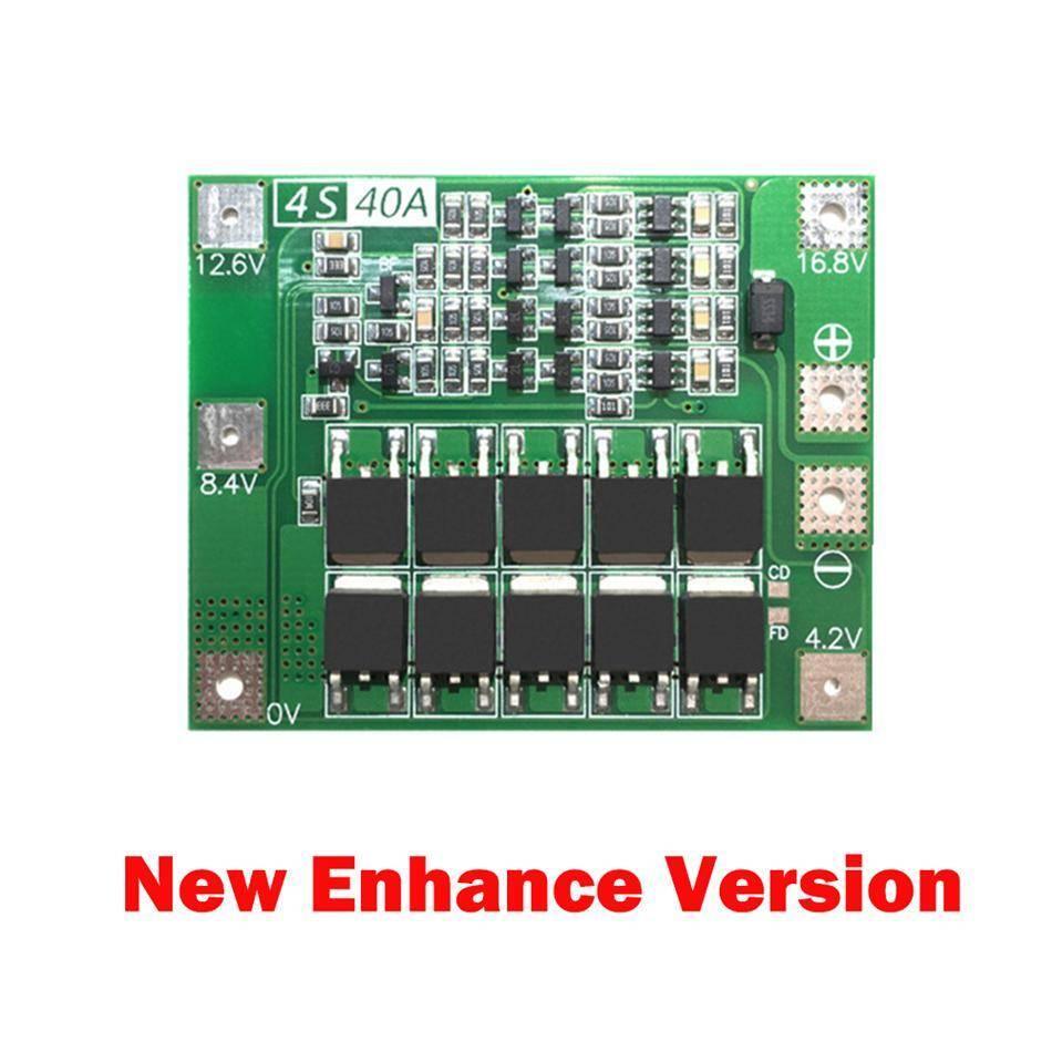 Dell Hw-296 4s 40A Enhance Li-ion Lithium Battery Protection Board - shown as a green rectangular circuit board with labeled voltage points and MOSFETs.