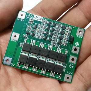 Dell Hw-296 4s 40A Enhance Li-ion Lithium Battery Protection Board - a green circuit board with MOSFETs and labeled voltage terminals.