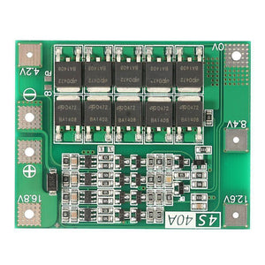 Dell Hw-296 4s 40A Enhance Li-ion Lithium Battery Protection Board - a green rectangular circuit board with ten MOSFETs and labeled voltage connection points.
