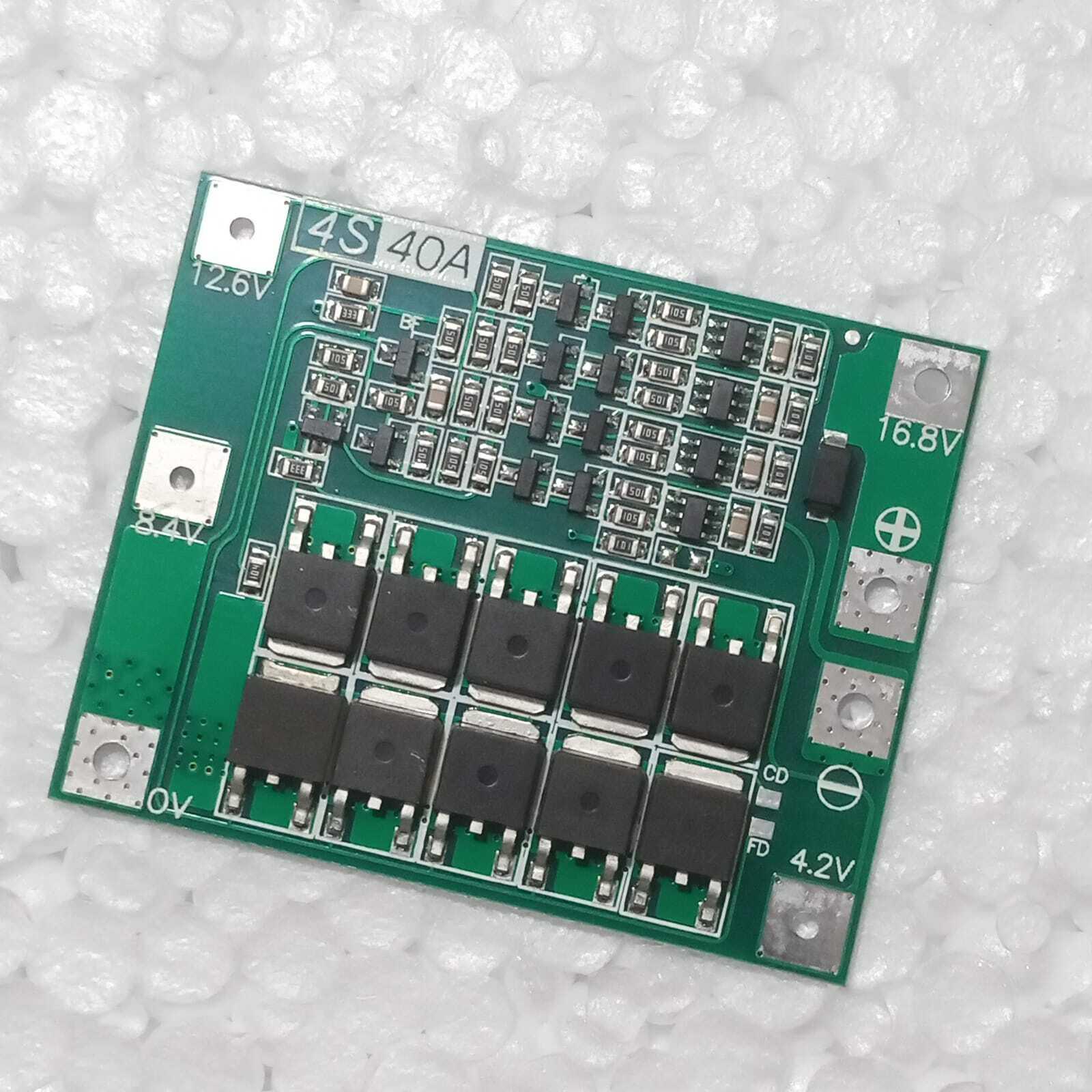 Dell Hw-296 4s 40A Enhance Li-ion Lithium Battery Protection Board - a green rectangular circuit board with ten MOSFETs and labeled voltage connection pads.
