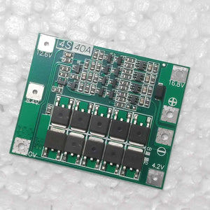 Dell Hw-296 4s 40A Enhance Li-ion Lithium Battery Protection Board - a green rectangular circuit board with ten MOSFETs and labeled voltage connection pads.