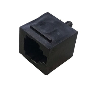 Dell PCB Mount RJ11 6 Pin Connector - shown as a single black plastic modular jack with a rectangular housing and a rear mounting pin.