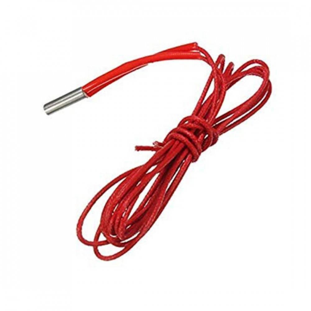 Dell Reprap 12V 40W Ceramic Cartridge Heater For 3d Printer - a metallic cylindrical heating element attached to a long, coiled red wire.