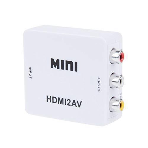 Dell Terabyte Mini HDMI To Av Up Scaler 1080P HD Video Converter Dell - a white, rectangular video converter featuring three RCA output ports on the side and labeled HDMI2AV.