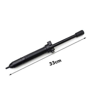 Desoldering Vaccum Pump Solder Sucker - shown as a black, cylindrical hand tool with a plunger and nozzle, featuring a 33cm dimension indicator.