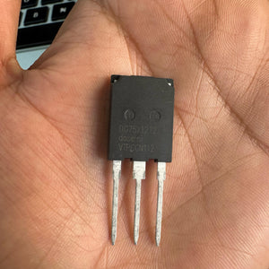 DG75X12T2 75amp 1200volt Dosemi | High-power IGBT Module | Digilog.pk - a black rectangular electronic component with three metal pins, held in a person's palm.