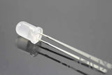 Diffused White LED 5mm In Oval Shape - shown as a single white, semi-transparent oval-shaped LED component with two metallic pins extending from its base.