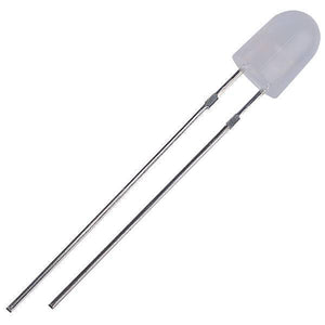 Diffused White LED 5mm In Oval Shape - a single oval-shaped white LED component with two long metal pins extending from its base.