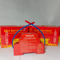 DIGILOG QRR0.01G Heat Aerosol Fire Extinguishing Device - a red unit with blue activation wires, positioned in front of several matching red product boxes.