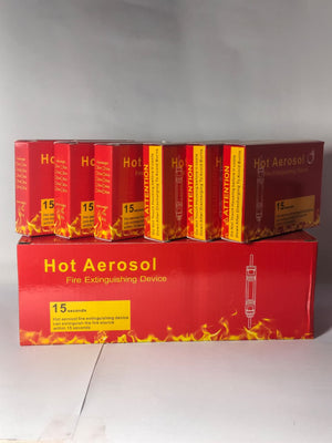DIGILOG QRR0.01G Heat Aerosol Fire Extinguishing Device - shown as a large red box with six smaller red individual product boxes stacked on top.