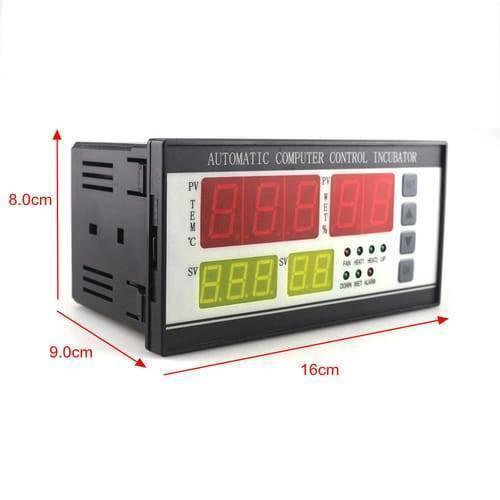 Digital Automatic Thermostat Controller Xm 18 Temperature Humidity Controlling Machine For Small Eggs Incubator - a rectangular black device with a digital display showing red and green values and four control buttons.