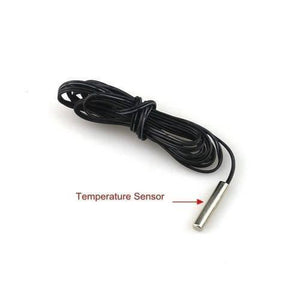 Digital Automatic Thermostat Controller Xm 18 Temperature Humidity Controlling Machine For Small Eggs Incubator - a silver metal temperature sensor probe attached to a long, coiled black wire.
