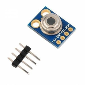 Digital Infrared Temperature Sensor Module MLX90614 - shown as a blue circuit board with a circular sensor and a separate four-pin header connector.