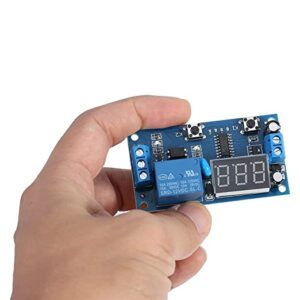 Digital LED Display Programmable Circuit Egg Incubator Timer Relay Module Controller WS16 - held in a hand, showing a blue circuit board with two buttons.