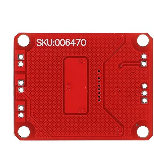 Digital Power Amplifier Board - Dual Channel 2x15w Stereo Amplifier With Reduced Distortion - the red rectangular circuit board with mounting holes and the text SKU:006470 printed on the surface.