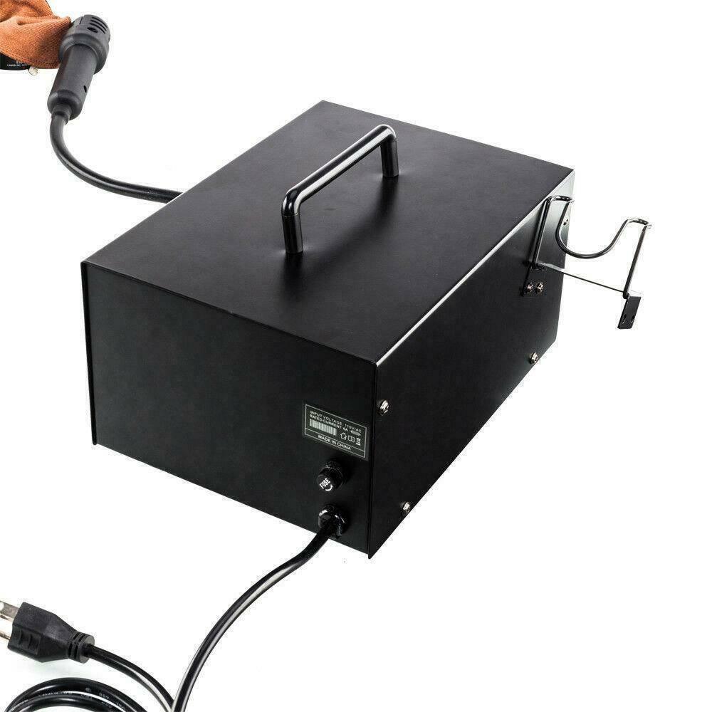 Digital Soldering And SMD Rework Station Kada 852D+ - the black metal main unit with a carrying handle, a rear fuse holder, power cord, and side tool holder.