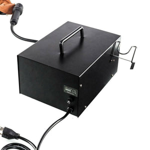 Digital Soldering And SMD Rework Station Kada 852D+ - the black metal main unit with a carrying handle, a rear fuse holder, power cord, and side tool holder.