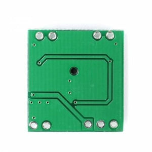 Digital Stereo Audio Amplifier Board PAM8403 Mini Two Channel 2x3w Class d Audio Power Amplification Module - the green rectangular bottom side of the circuit board with copper traces and several through-hole pads.