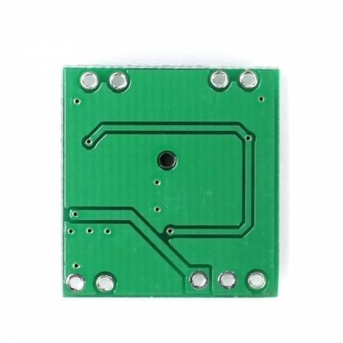 Digital Stereo Audio Amplifier Board PAM8403 Mini Two Channel 2x3w Class d Audio Power Amplification Module - the green rectangular bottom side of the circuit board with copper traces and several through-hole pads.