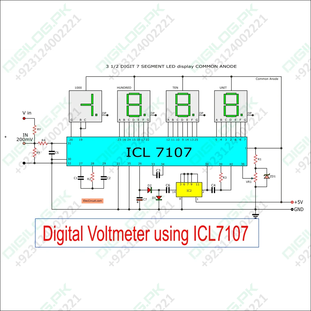 Simple Digital Voltmeter Ic Icl7107