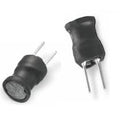 DIP Power Inductor 100UH Inductance 2 pin Fixed Radial Lead Inductor - shown as two black, spool-shaped electronic components with two metal pins each.