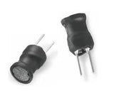 DIP Power Inductor 100UH Inductance 2 pin Fixed Radial Lead Inductor - shown as two black, spool-shaped electronic components with two metal pins each.