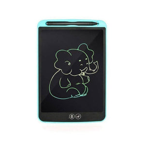 Discontenued 10 Inch LCD Tablet Thick Line Single Color Writing Board Writing Tablet For Kids - a light blue rectangular device with a stylus and a screen displaying a line-art elephant drawing.