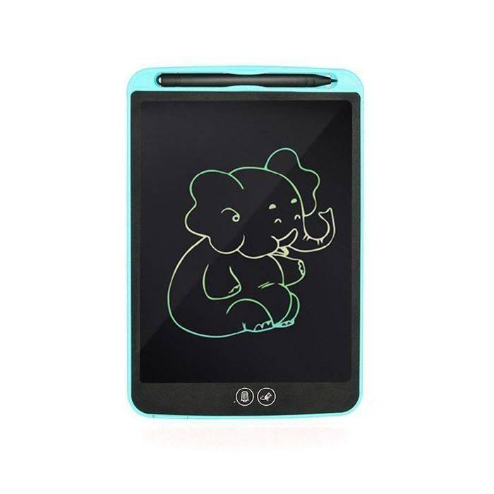 Discontenued 10 Inch LCD Tablet Thick Line Single Color Writing Board Writing Tablet For Kids - a light blue rectangular device with a stylus and a screen displaying a line-art elephant drawing.