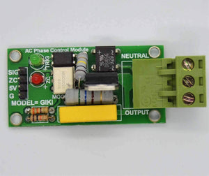 Discontinued 2amp 220V AC Arduino 1 Channel TRIAC Module With Zero Crossing Sensor - green rectangular circuit board with a screw terminal and LEDs.