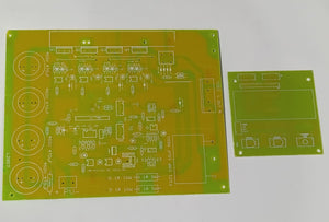 Discontinued Local 4 IGBT Solar Inverter PCB Board - a large green main circuit board and a smaller rectangular green control board.