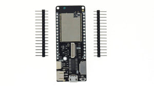 Discontinued Lolin D32 Pro V2.0.0 - WiFi & Bluetooth Board Based ESP-32 ESP32 REV1 ESP32-wrover 16MB 8MB 4MB Flash Psram Micropython - shown with two header pin strips, featuring a micro-USB port, a TF card slot, and a white connector on a black PCB.