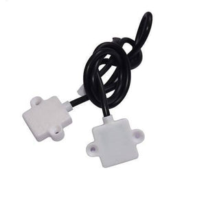 Discontinued Mini 5V Liquid Water Level Sensor Detection Switch With Alarm XKC-Y23-V - two white square sensor heads connected by a black cable coiled in the center.