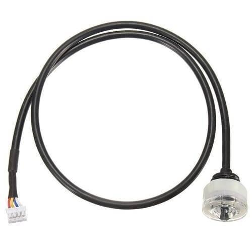 Discontinued Optical Infrared Water Level Sensor 15mA 5V Water Liquid Control Switch - a black cable connected to a clear plastic sensor head on one end and a white four-pin connector on the other.