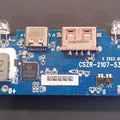 Power Bank Charging Module Board – CSZR-2107A-5356 (4.35V) ( stock LOT ) - a blue rectangular circuit board featuring a USB port, a USB-C port, two LEDs, and an inductor.