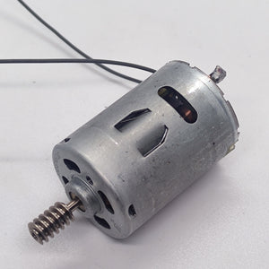 DIY DC Motor DC 3V To 25V Torque Mini Motor 17500RPM - a silver cylindrical motor with a worm gear on the shaft and two attached black wires.