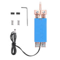 DIY Spot Welder Machine Welding 18650 Battery Handheld Spot Welding Pen Automatic Trigger Built-in Switch Blue - with copper tips, a power cable, two microswitches, two springs, and an L-shaped hex key.