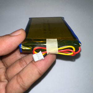 Dm 117095 Li-polymer Battery – 3.7V 10000mAh (37Wh), 3-wire With Connector, High-capacity Rechargeable Cell - the rectangular gold-wrapped cell with a three-wire connector and red, black, yellow wires.