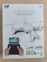 DM002 DIY Drone Kit DM002 2.4GHz Rc Quadcopter DM002 Remote Control Quadcopter Drone Best Ideal Gift For Beginners ( Camera Not Included ) - a white drone illustration and a graphic of a remote controller holding a smartphone.
